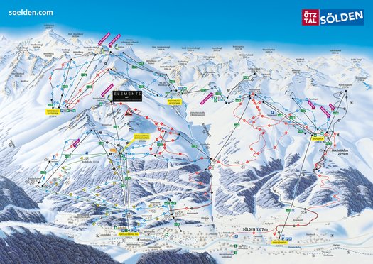 Pistenplan Skigebiet Sölden im Ötztal