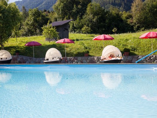 Heated outdoor pool at Hotel Daniel in Ötztal